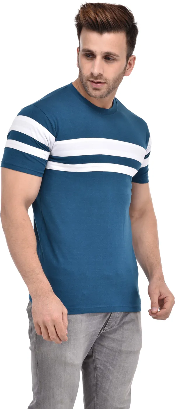 Blue_Cotton_Blend_Half_Sleeve_Striped_Round_Neck_Regular_T-Shirt_For_Men