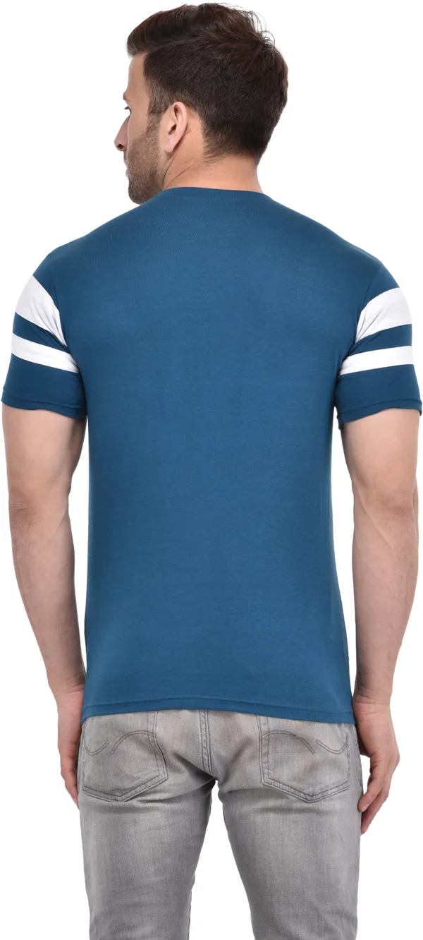 Blue_Cotton_Blend_Half_Sleeve_Striped_Round_Neck_Regular_T-Shirt_For_Men