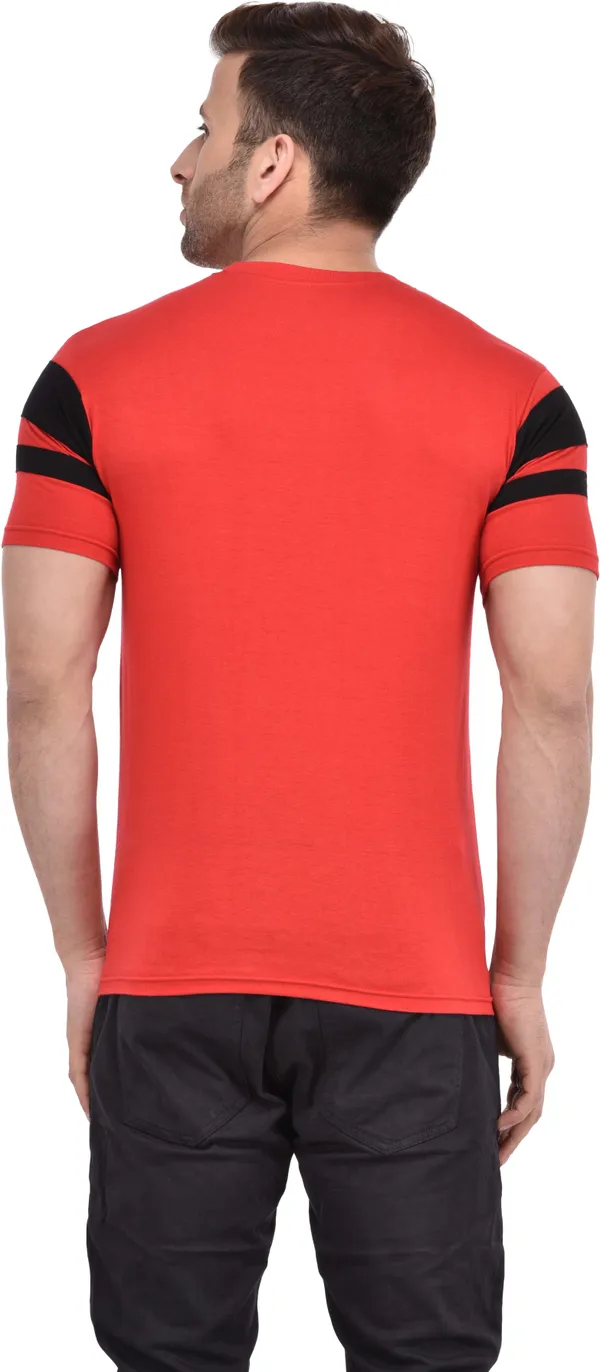 Red_Cotton_Blend_Half_Sleeve_Striped_Round_Neck_Regular_T-Shirt_For_Men