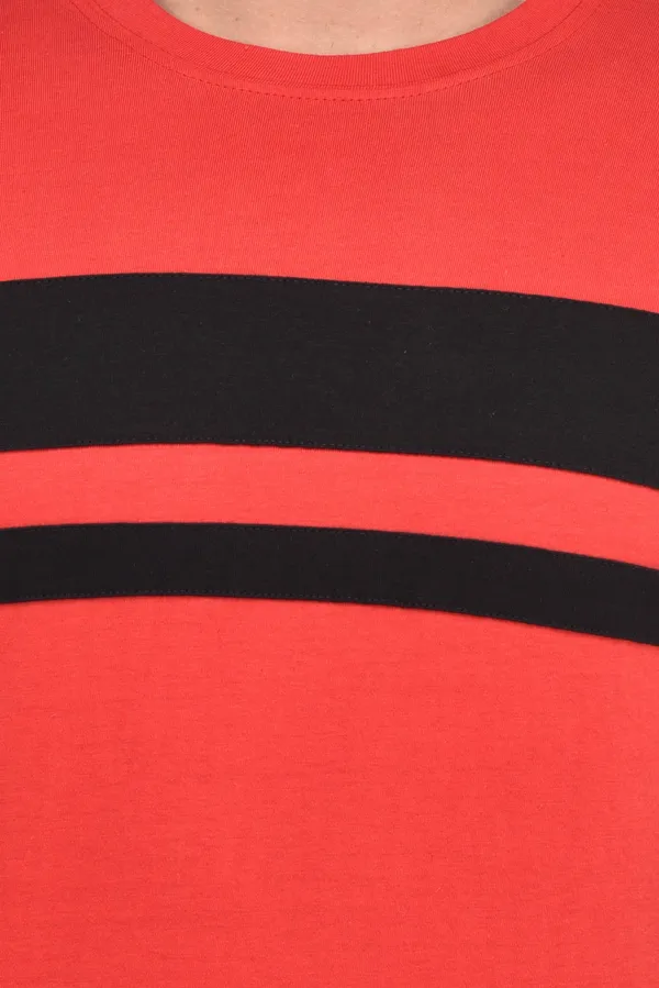Red_Cotton_Blend_Half_Sleeve_Striped_Round_Neck_Regular_T-Shirt_For_Men