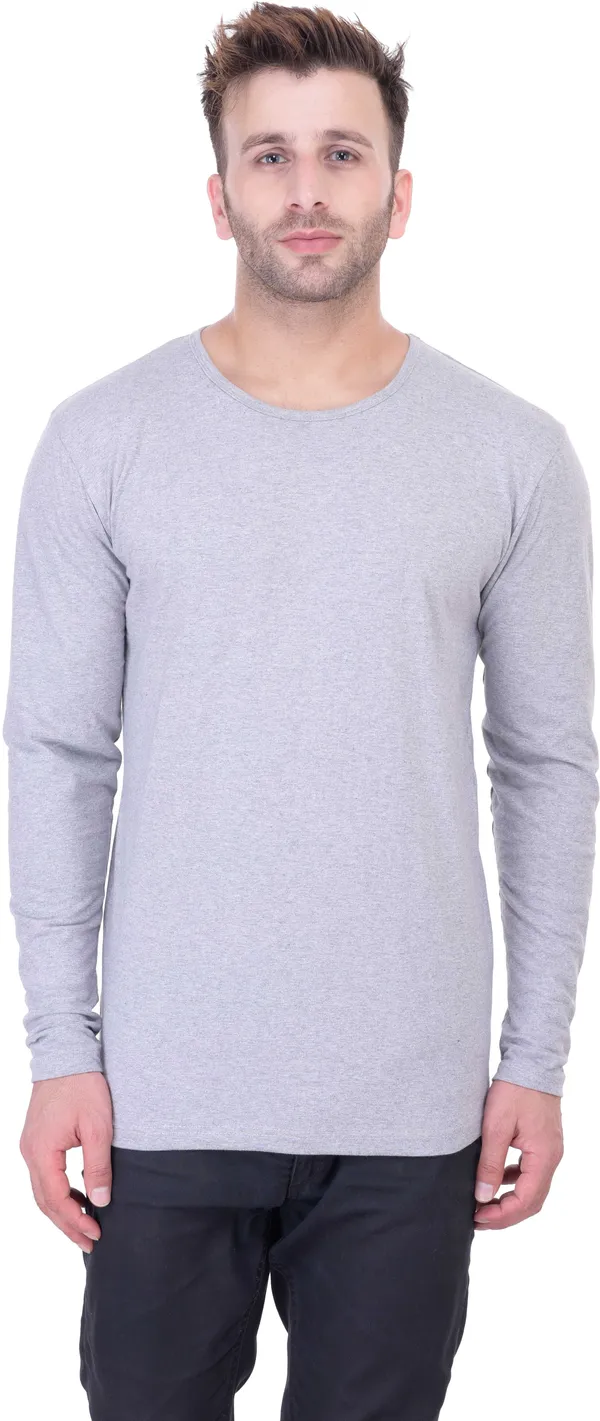 Grey_Cotton_Blend_Full_Sleeve_Solid_Round_Neck_Regular_T-Shirt_For_Men