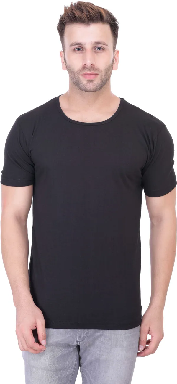 Black_Cotton_Blend_Half_Sleeve_Solid_Henley_Neck_Regular_T-Shirt_For_Men