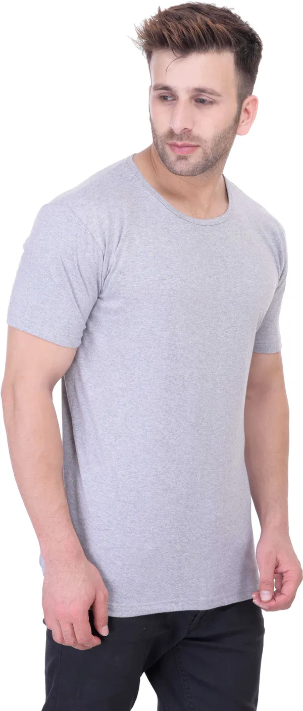 Grey_Cotton_Blend_Half_Sleeve_Solid_Round_Neck_Regular_T-Shirt_For_Men