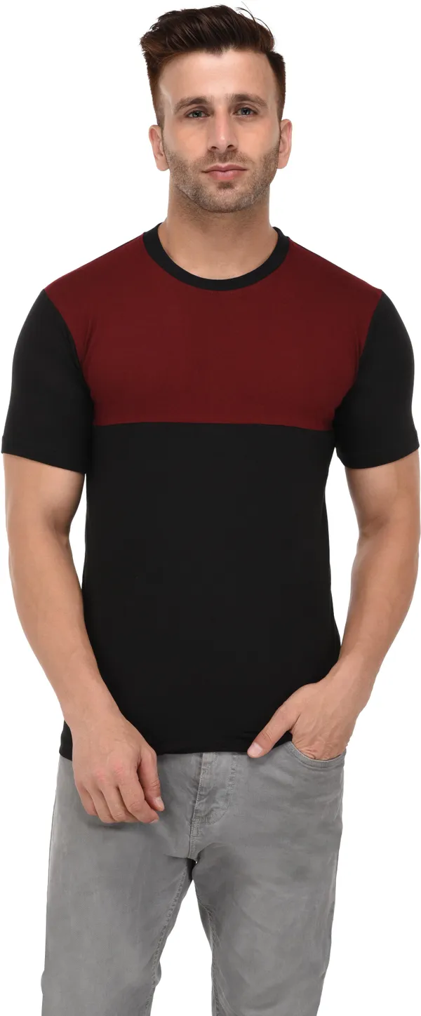 Cotton_Blend_Half_Sleeve_Solid_Round_Neck_Regular_T-Shirt_For_Men