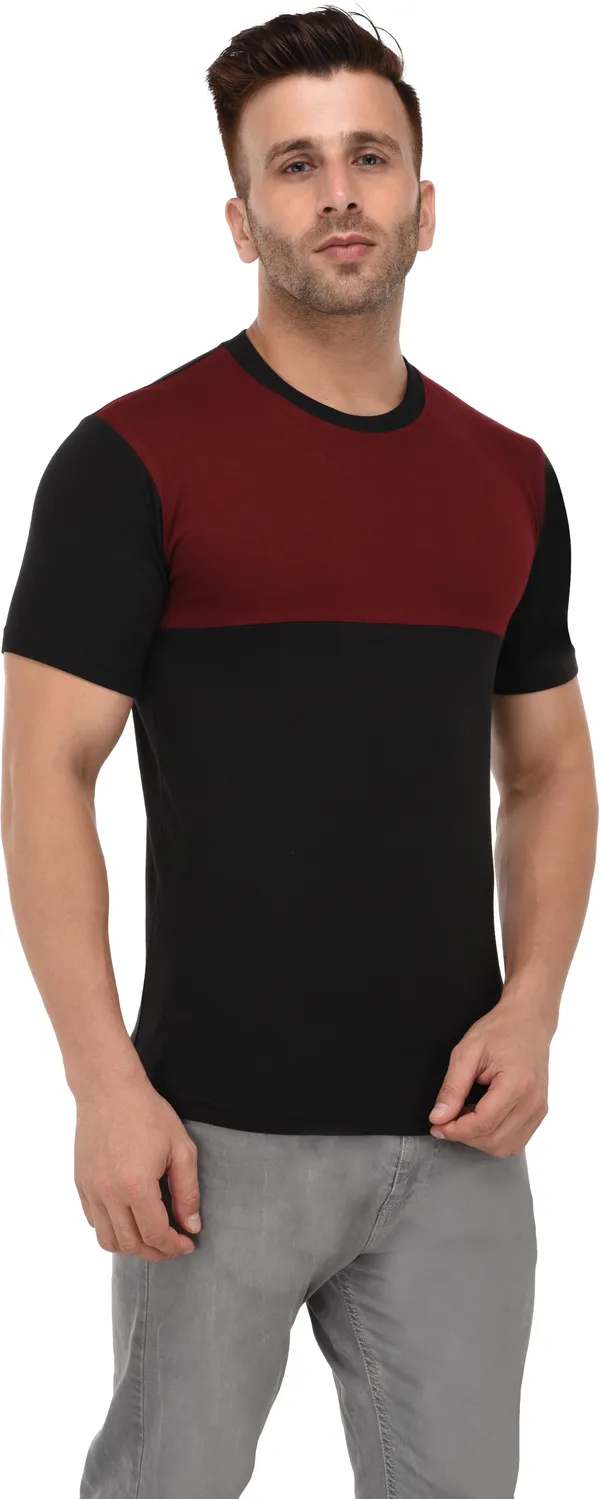 Cotton_Blend_Half_Sleeve_Solid_Round_Neck_Regular_T-Shirt_For_Men