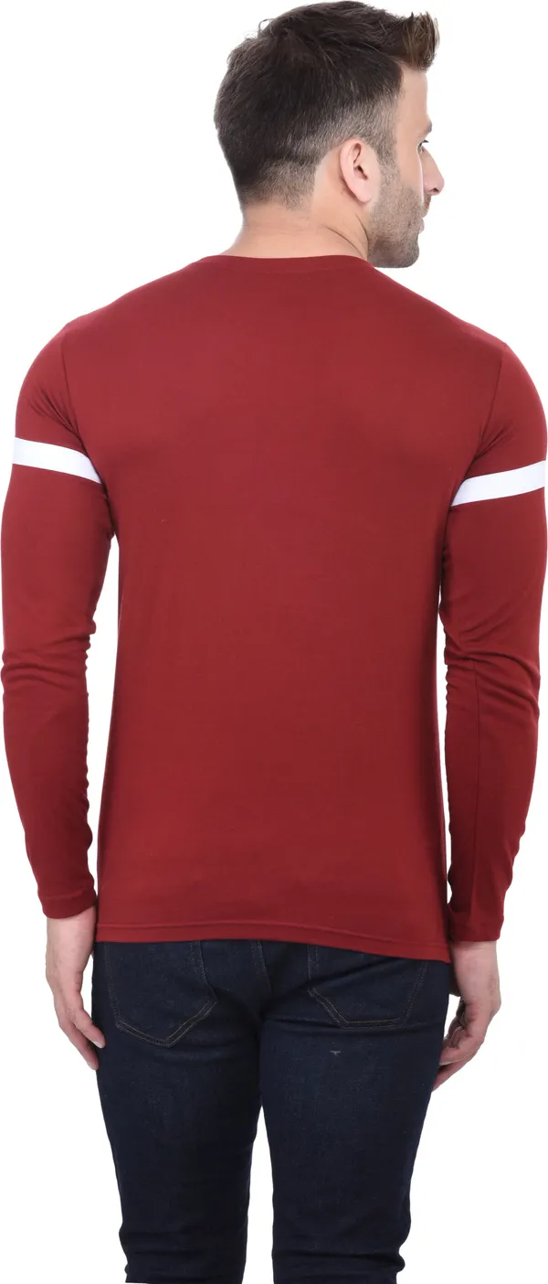 Maroon_Cotton_Blend_Full_Sleeve_Solid_Round_Neck_Regular_T-Shirt_For_Men