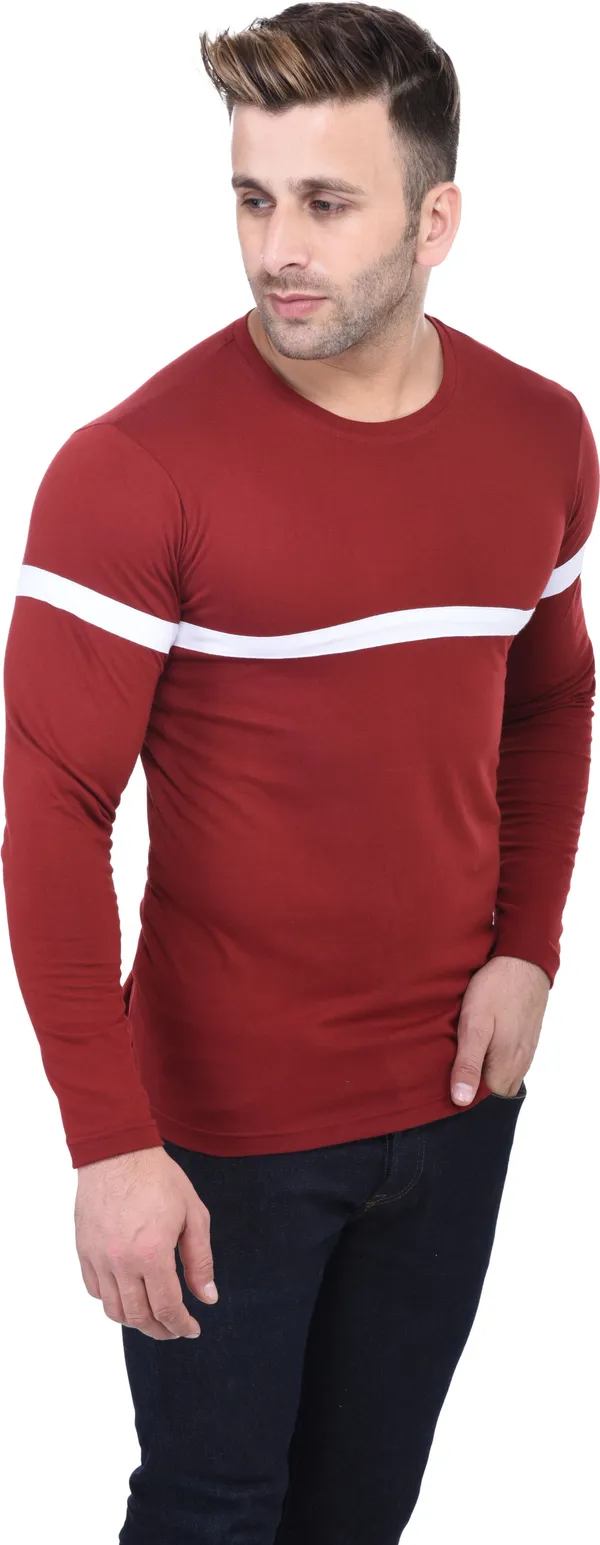 Maroon_Cotton_Blend_Full_Sleeve_Solid_Round_Neck_Regular_T-Shirt_For_Men