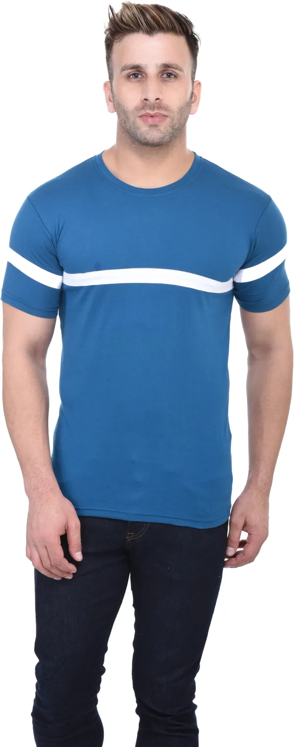 Light_Blue_Cotton_Blend_Half_Sleeve_Solid_Round_Neck_Regular_T-Shirt_For_Men