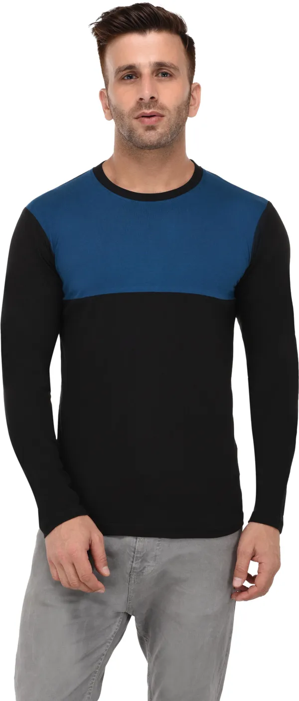 Cotton_Blend_Full_Sleeve_Solid_Round_Neck_Regular_T-Shirt_For_Men