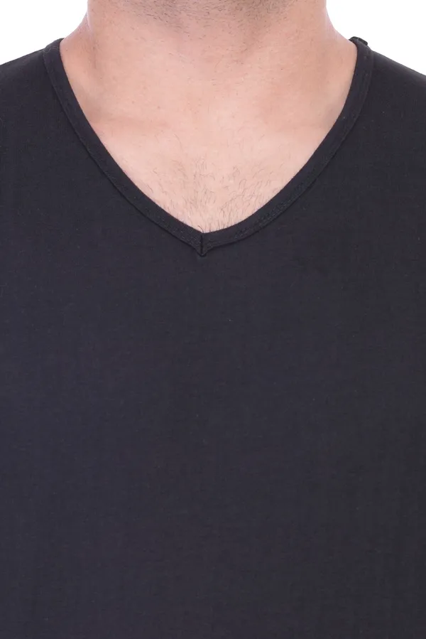 Black_Cotton_Blend_Half_Sleeve_Solid_Round_Neck_Regular_T-Shirt_For_Men
