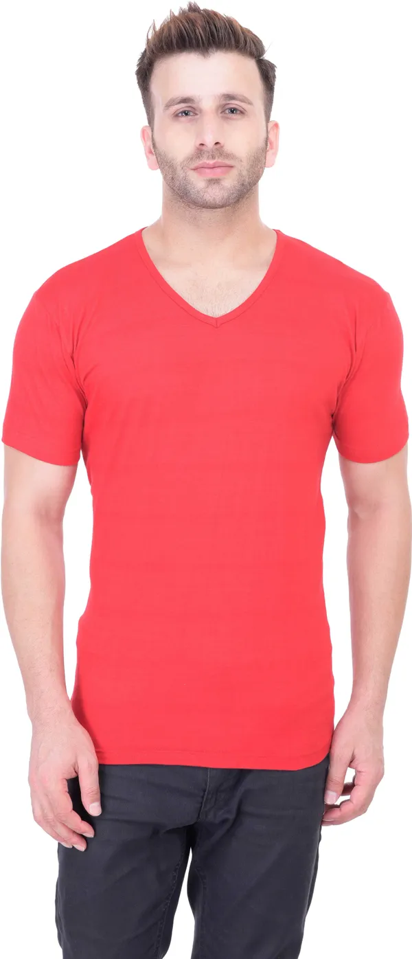 Red_Cotton_Blend_Half_Sleeve_Solid_Round_Neck_Regular_T-Shirt_For_Men