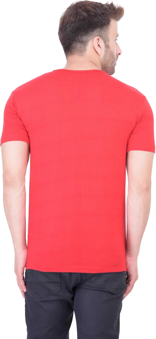 Red_Cotton_Blend_Half_Sleeve_Solid_Round_Neck_Regular_T-Shirt_For_Men