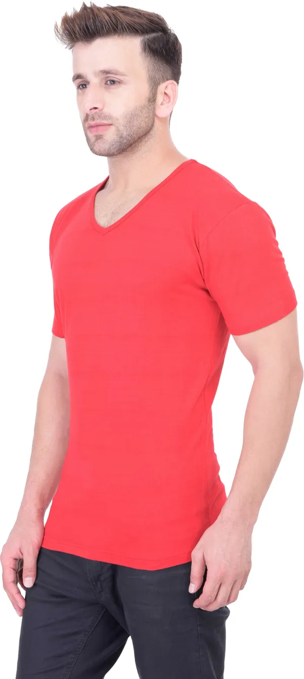 Red_Cotton_Blend_Half_Sleeve_Solid_Round_Neck_Regular_T-Shirt_For_Men