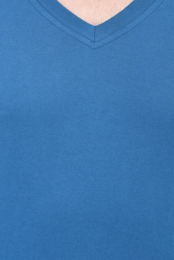 Light_Blue_Cotton_Blend_Half_Sleeve_Solid_V_Neck_Regular_T-Shirt_For_Men