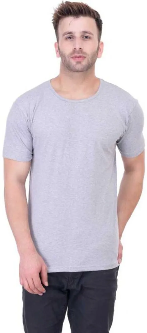 Grey_Cotton_Blend_Short_Sleeve_Solid_Round_Neck_Regular_T-Shirt_For_Men