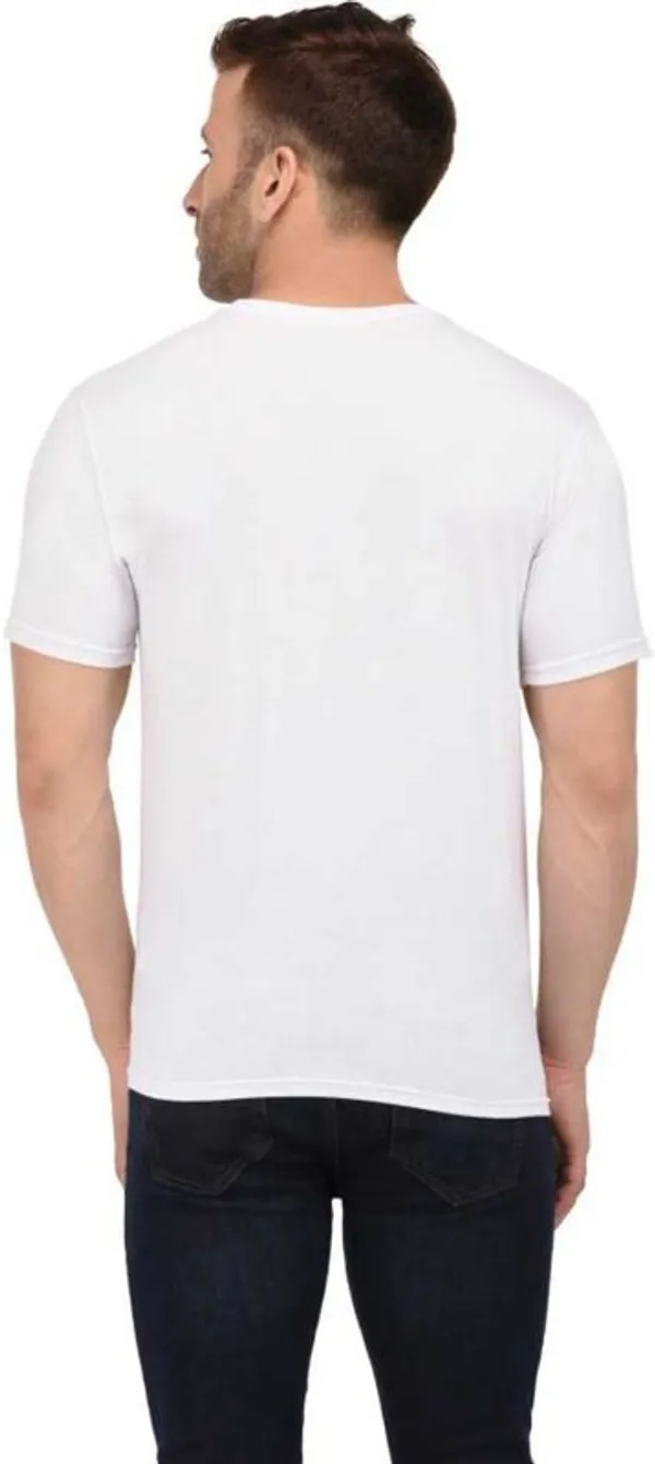 White_Cotton_Blend_Short_Sleeve_Solid_Round_Neck_Regular_T-Shirt_For_Men