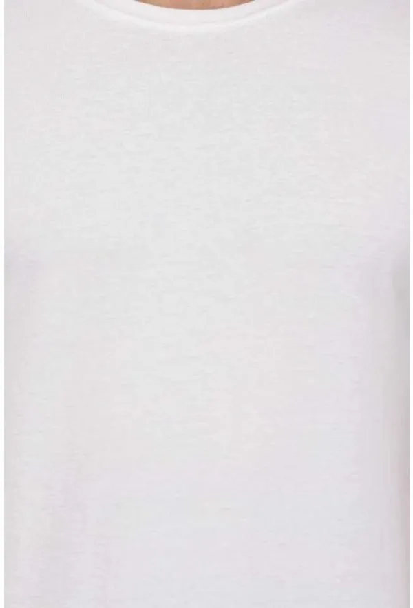 White_Cotton_Blend_Short_Sleeve_Solid_Round_Neck_Regular_T-Shirt_For_Men