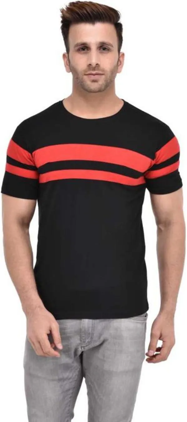 Red_&_Black_Cotton_Blend_Half_Sleeve_Striped_Round_Neck_Regular_T-Shirt_For_Men