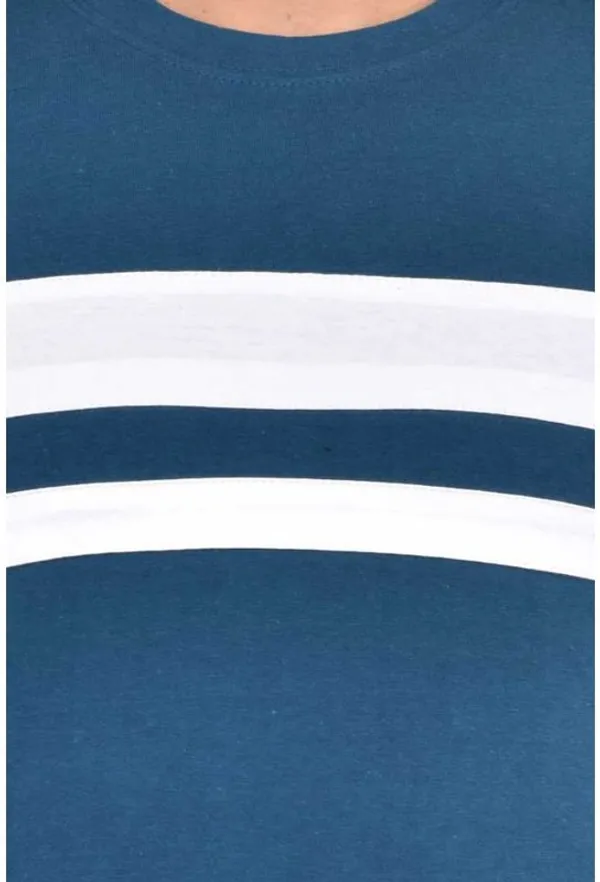 White_&_Blue_Cotton_Blend_Short_Sleeve_Striped_Round_Neck_Regular_T-Shirt_For_Men