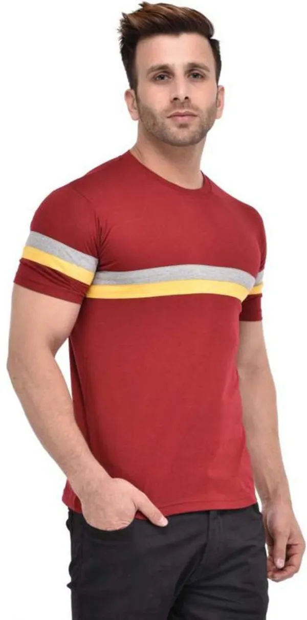 Maroon_Cotton_Blend_Short_Sleeve_Colorblock_Round_Neck_Regular_T-Shirt_For_Men