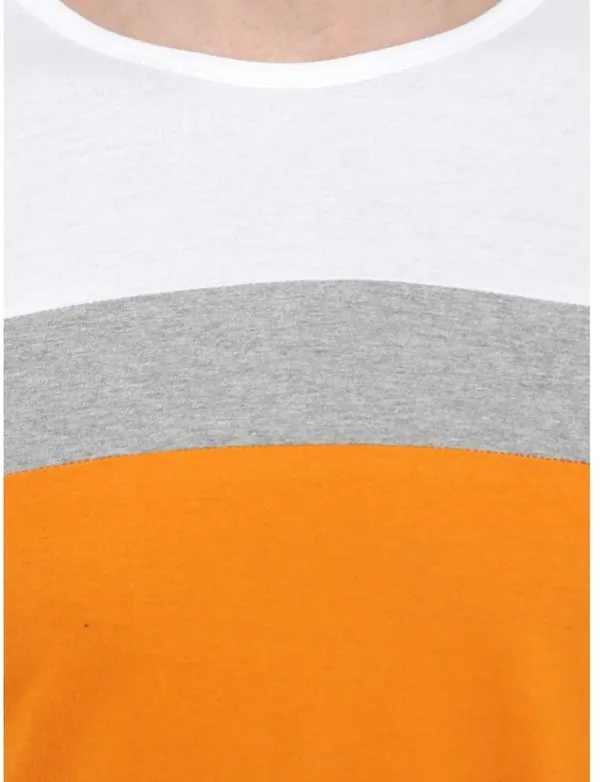Yellow_Cotton_Blend_Short_Sleeve_Colorblock_Round_Neck_Regular_T-Shirt_For_Men