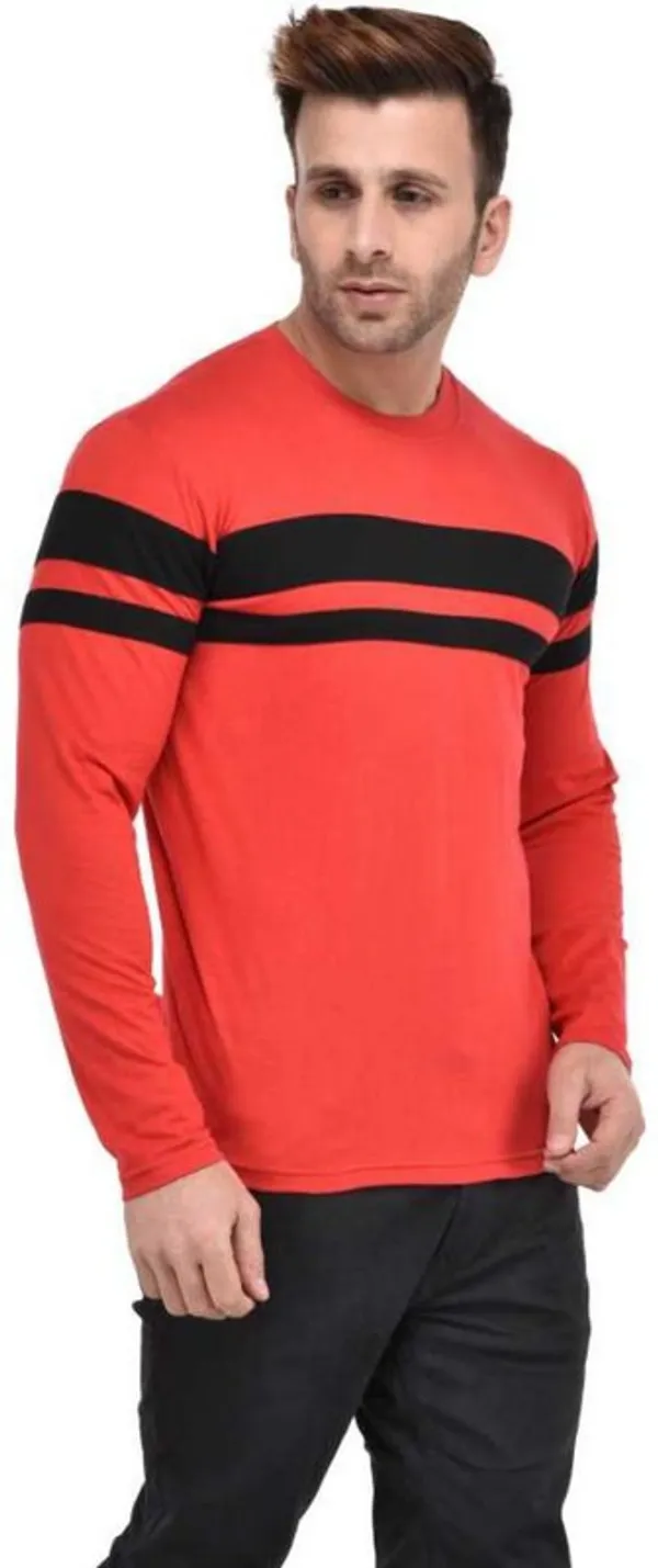 Red_&_Black_Cotton_Blend_Full_Sleeve_Colorblock_Round_Neck_Regular_T-Shirt_For_Men