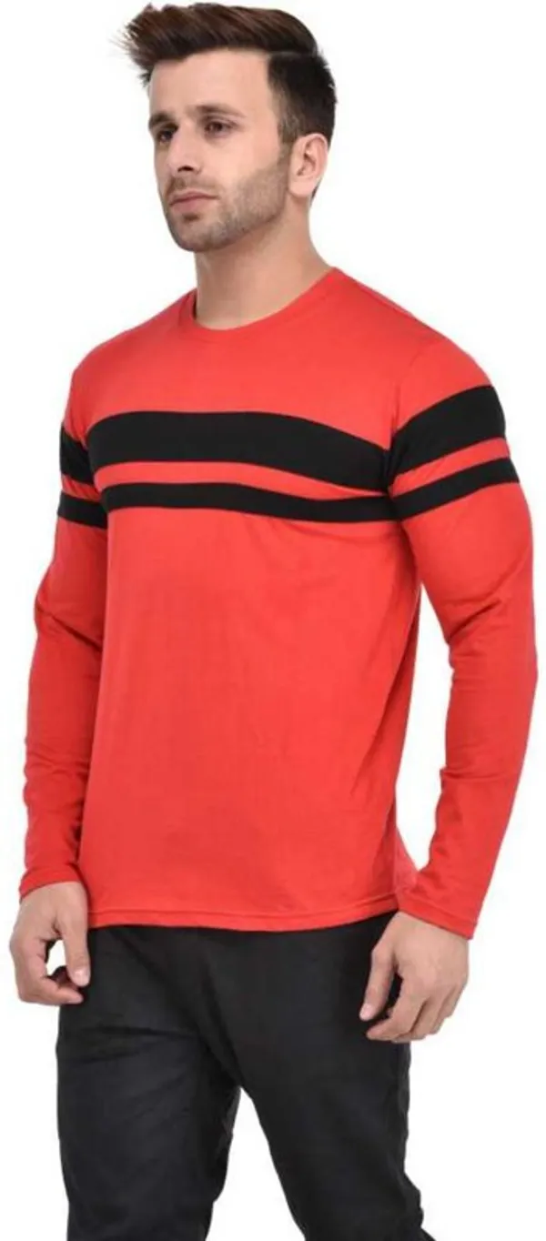 Red_&_Black_Cotton_Blend_Full_Sleeve_Colorblock_Round_Neck_Regular_T-Shirt_For_Men
