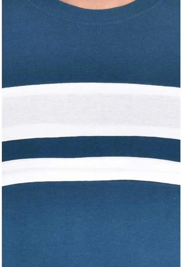 White_&_Blue_Cotton_Blend_Full_Sleeve_Striped_Round_Neck_Regular_T-Shirt_For_Men
