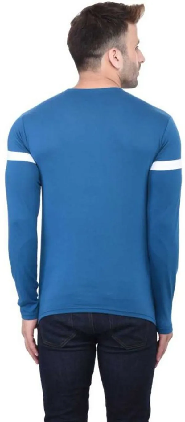 White_&_Blue_Cotton_Blend_Full_Sleeve_Striped_Round_Neck_Regular_T-Shirt_For_Men