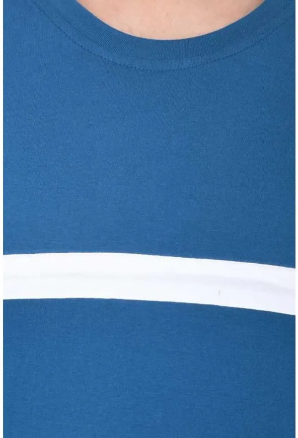White_&_Blue_Cotton_Blend_Full_Sleeve_Striped_Round_Neck_Regular_T-Shirt_For_Men