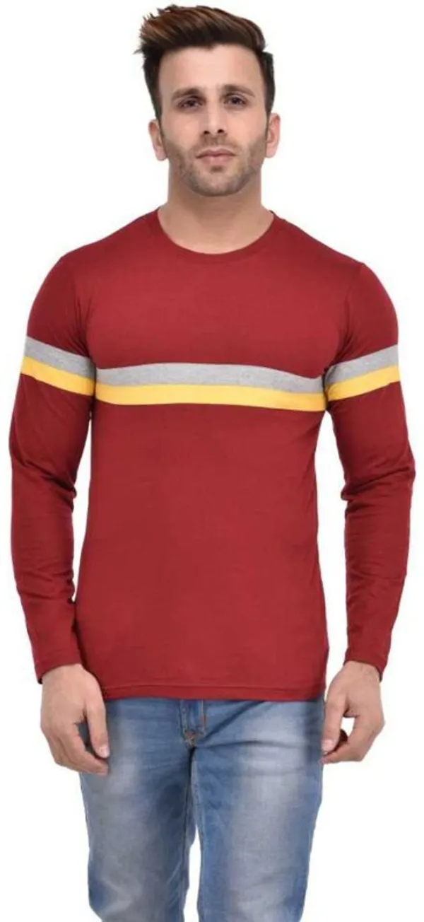 Maroon_Cotton_Blend_Full_Sleeve_Colorblock_Round_Neck_Regular_T-Shirt_For_Men