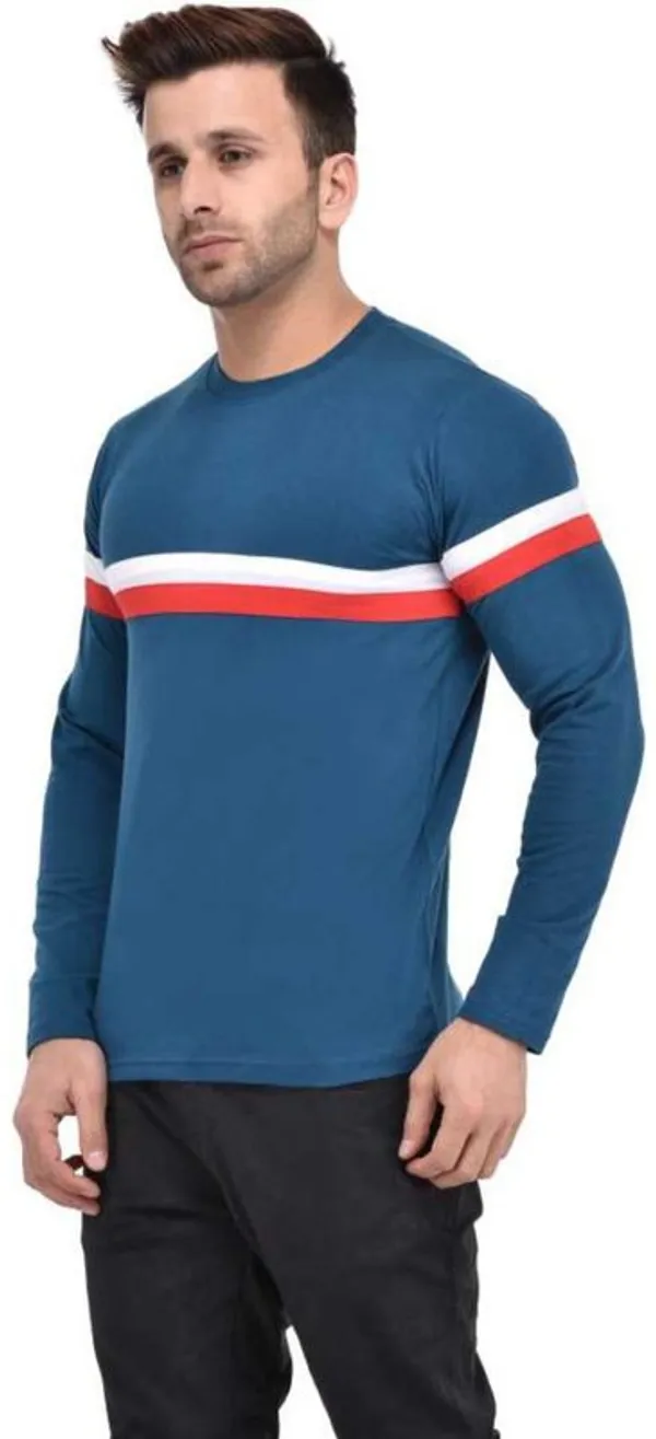 Blue_Cotton_Blend_Full_Sleeve_Striped_Round_Neck_Regular_T-Shirt_For_Men