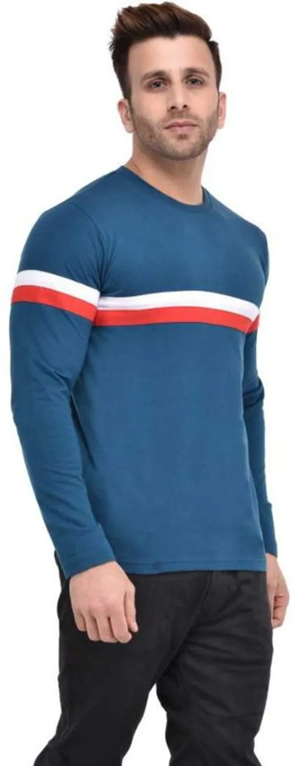 Blue_Cotton_Blend_Full_Sleeve_Striped_Round_Neck_Regular_T-Shirt_For_Men