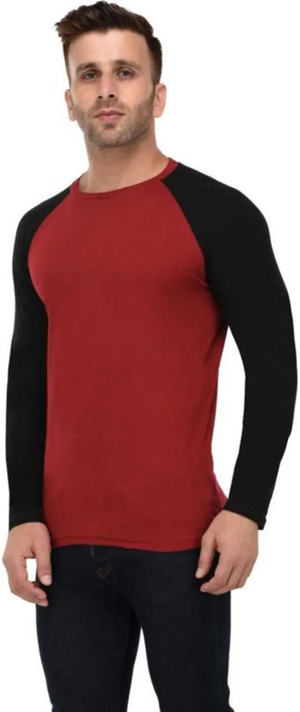Maroon_&_Black_Cotton_Blend_Full_Sleeve_Colorblock_Round_Neck_Regular_T-Shirt_For_Men