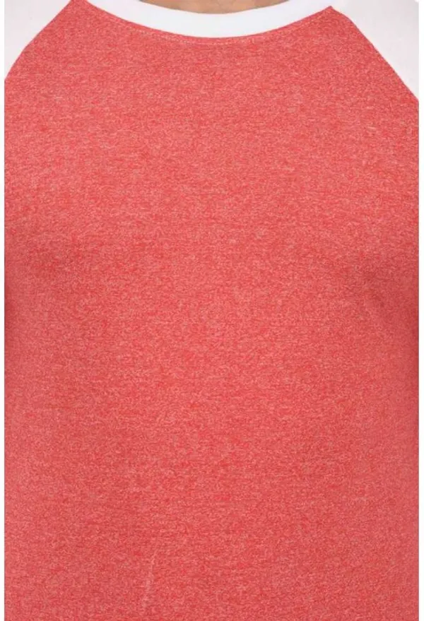 White_&_Pink_Cotton_Blend_Full_Sleeve_Colorblock_Round_Neck_Regular_T-Shirt_For_Men