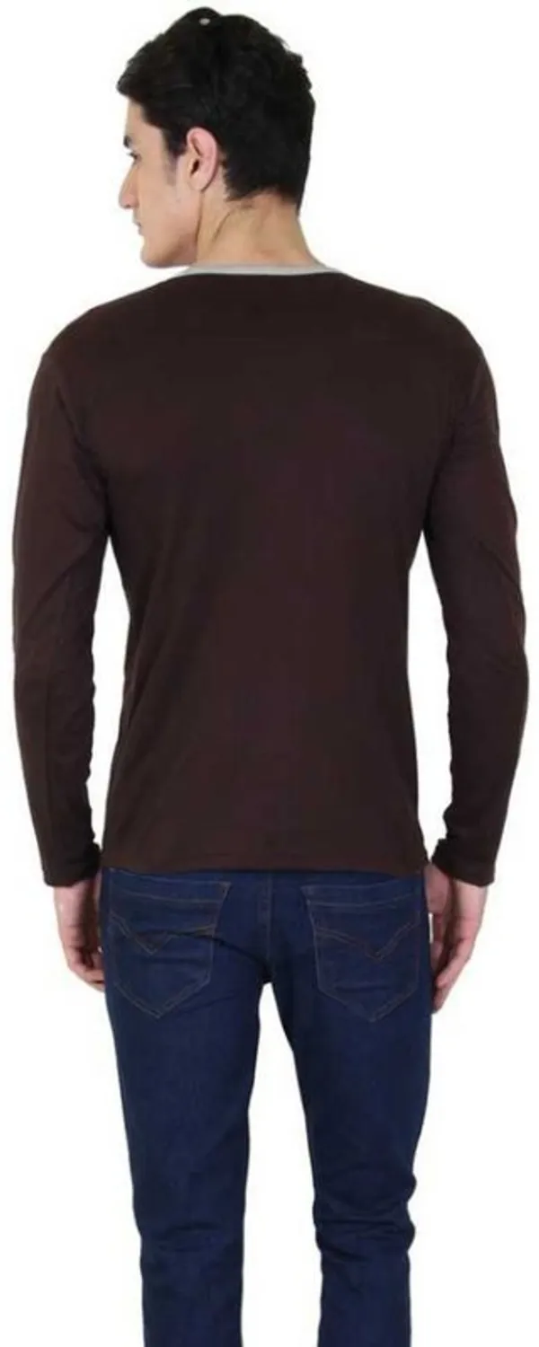Brown_Cotton_Blend_Full_Sleeve_Solid_Round_Neck_Regular_T-Shirt_For_Men