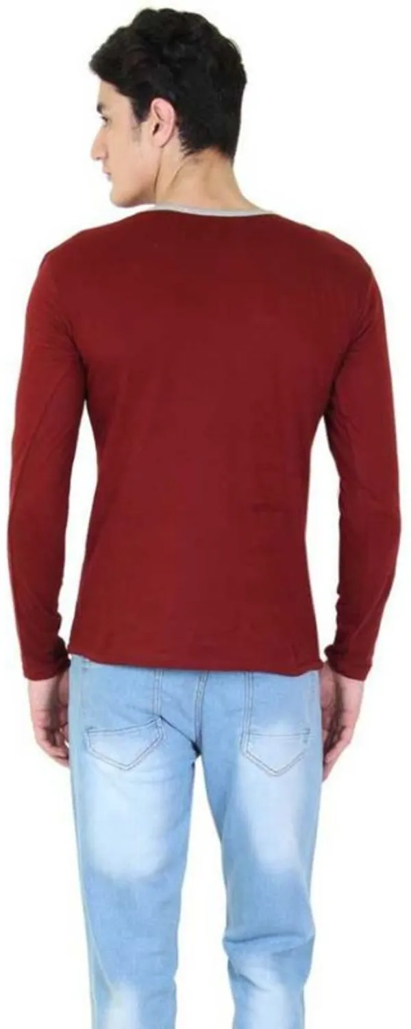 Maroon_Cotton_Blend_Full_Sleeve_Solid_Round_Neck_Regular_T-Shirt_For_Men