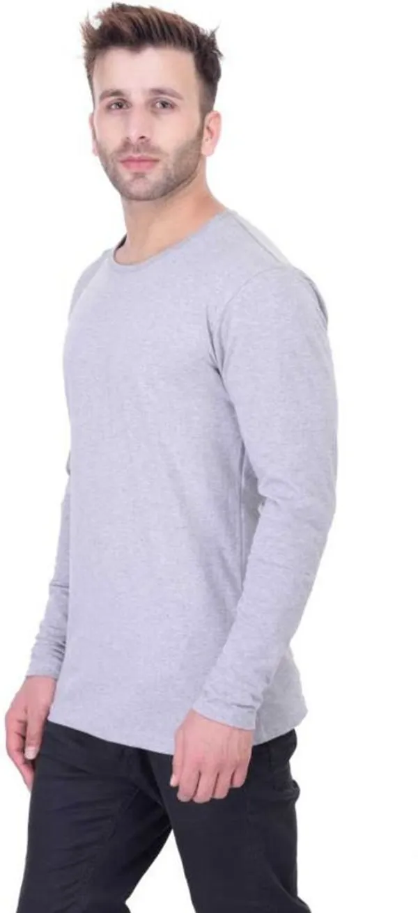 Grey_Cotton_Blend_Full_Sleeve_Solid_Round_Neck_Regular_T-Shirt_For_Men
