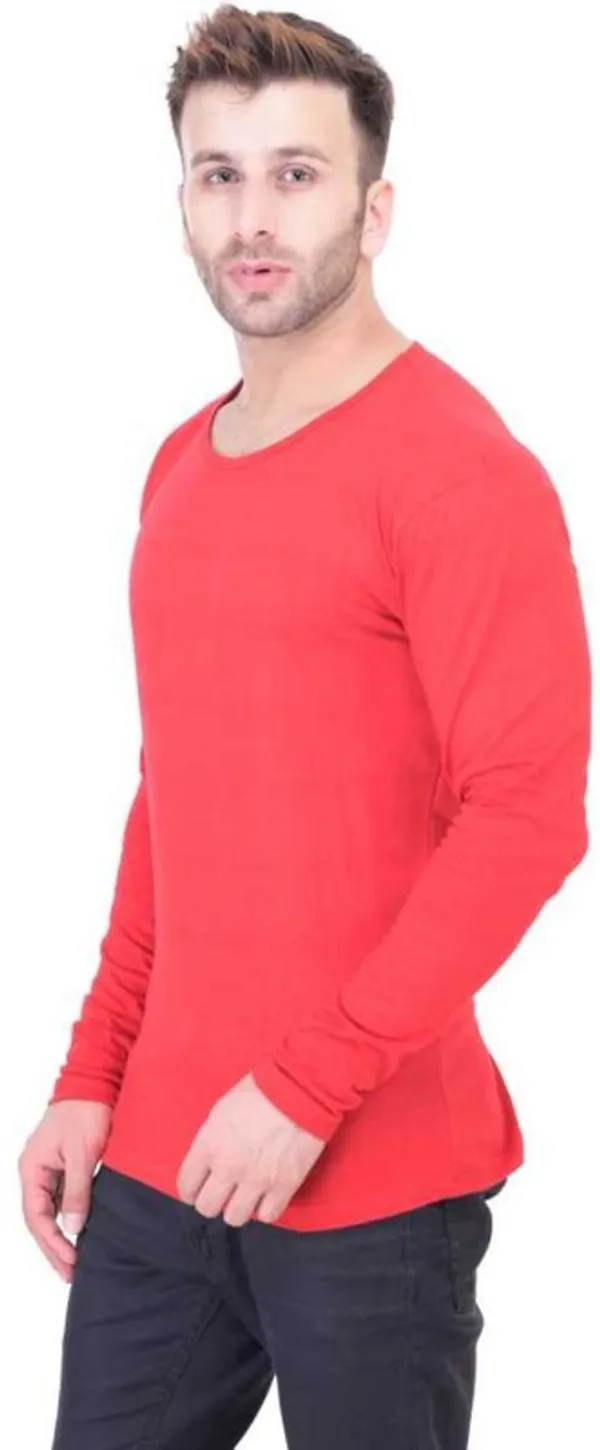 Red_Cotton_Blend_Full_Sleeve_Solid_Round_Neck_Regular_T-Shirt_For_Men