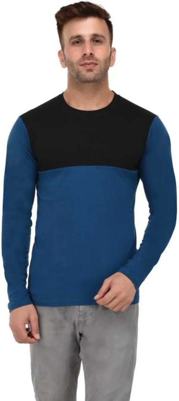 Blue_&_Black_Cotton_Blend_Full_Sleeve_Colorblock_Round_Neck_Regular_T-Shirt_For_Men