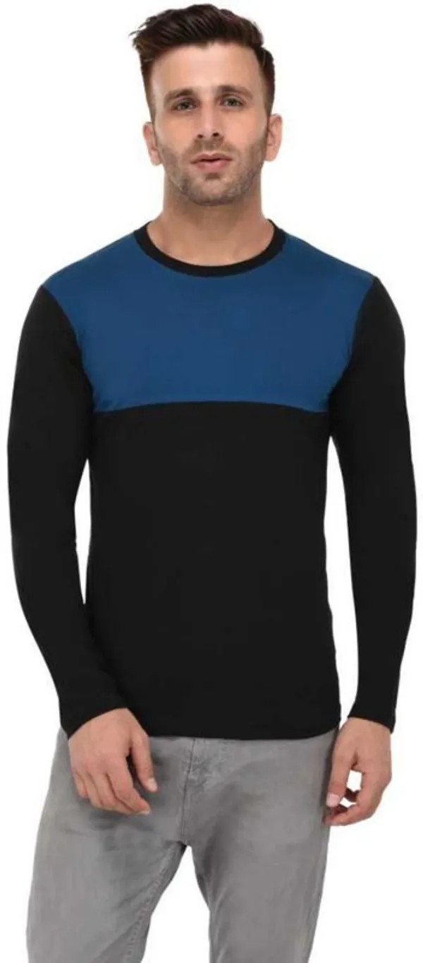 Blue_&_Black_Cotton_Blend_Full_Sleeve_Colorblock_Round_Neck_Regular_T-Shirt_For_Men