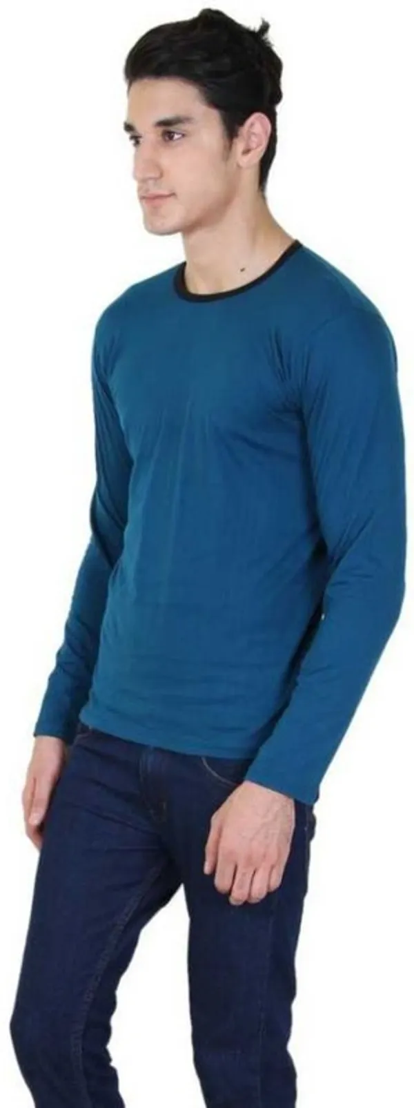 Blue_Cotton_Blend_Full_Sleeve_Printed_Round_Neck_Regular_T-Shirt_For_Men