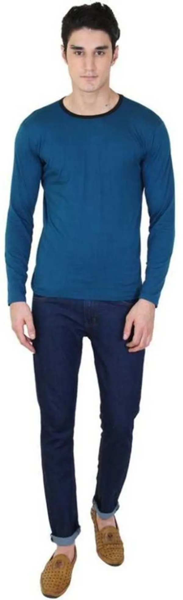 Blue_Cotton_Blend_Full_Sleeve_Printed_Round_Neck_Regular_T-Shirt_For_Men
