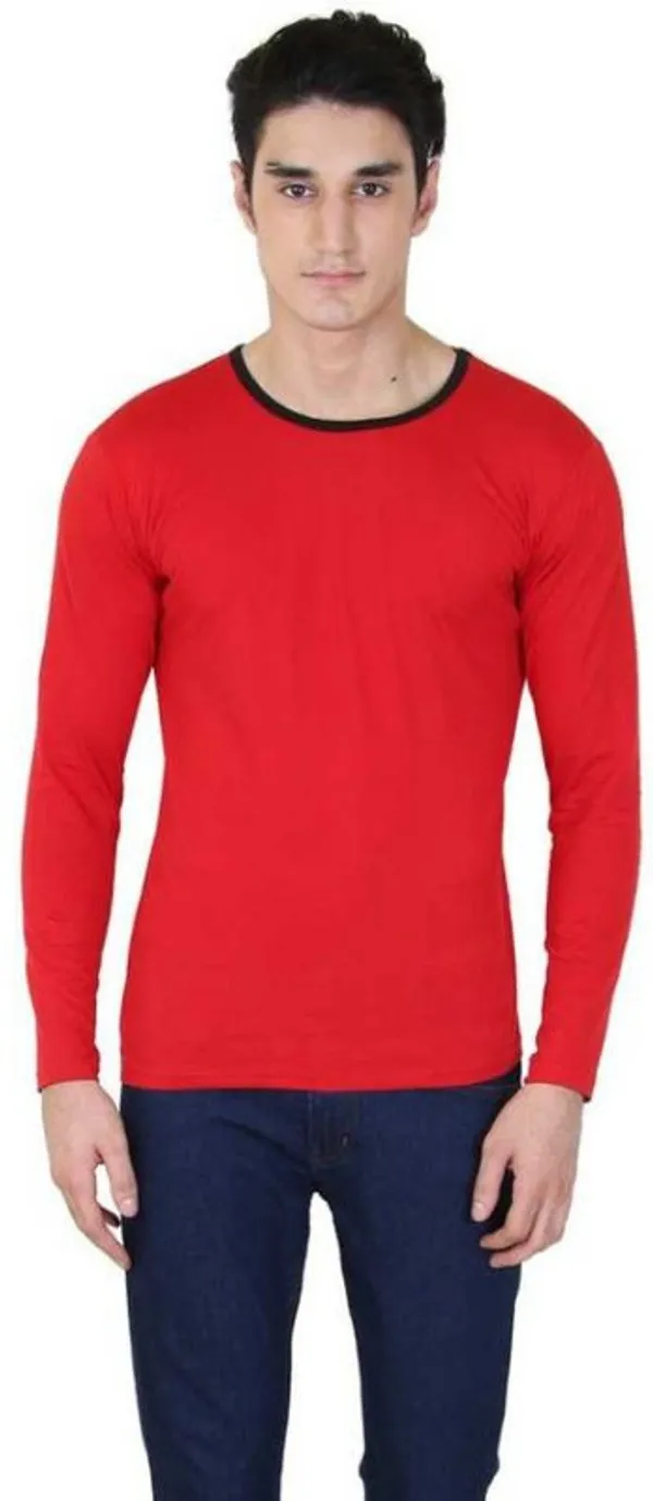 Red_Cotton_Blend_Full_Sleeve_Solid_Round_Neck_Regular_T-Shirt_For_Men