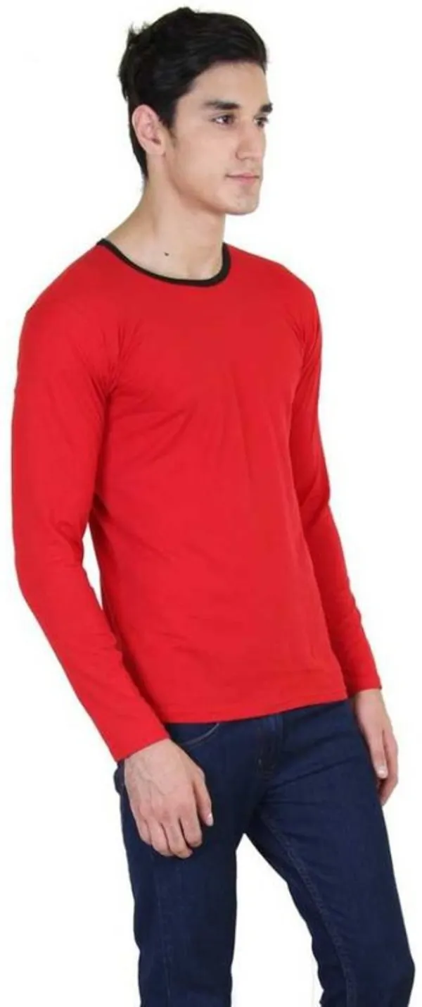 Red_Cotton_Blend_Full_Sleeve_Solid_Round_Neck_Regular_T-Shirt_For_Men