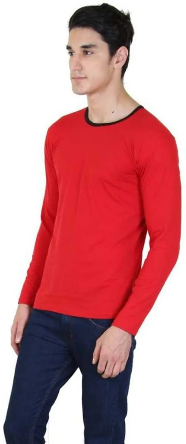 Red_Cotton_Blend_Full_Sleeve_Solid_Round_Neck_Regular_T-Shirt_For_Men