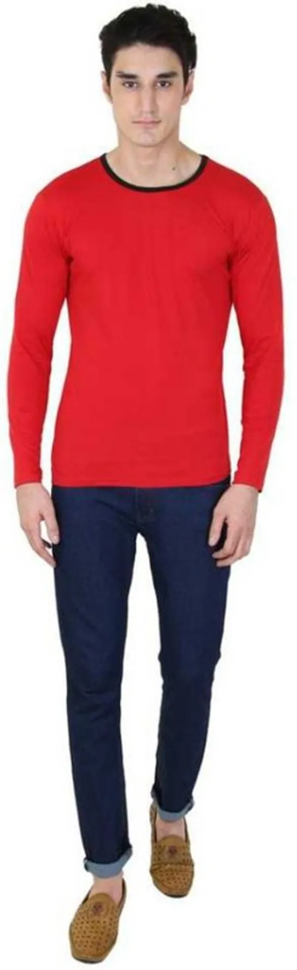 Red_Cotton_Blend_Full_Sleeve_Solid_Round_Neck_Regular_T-Shirt_For_Men
