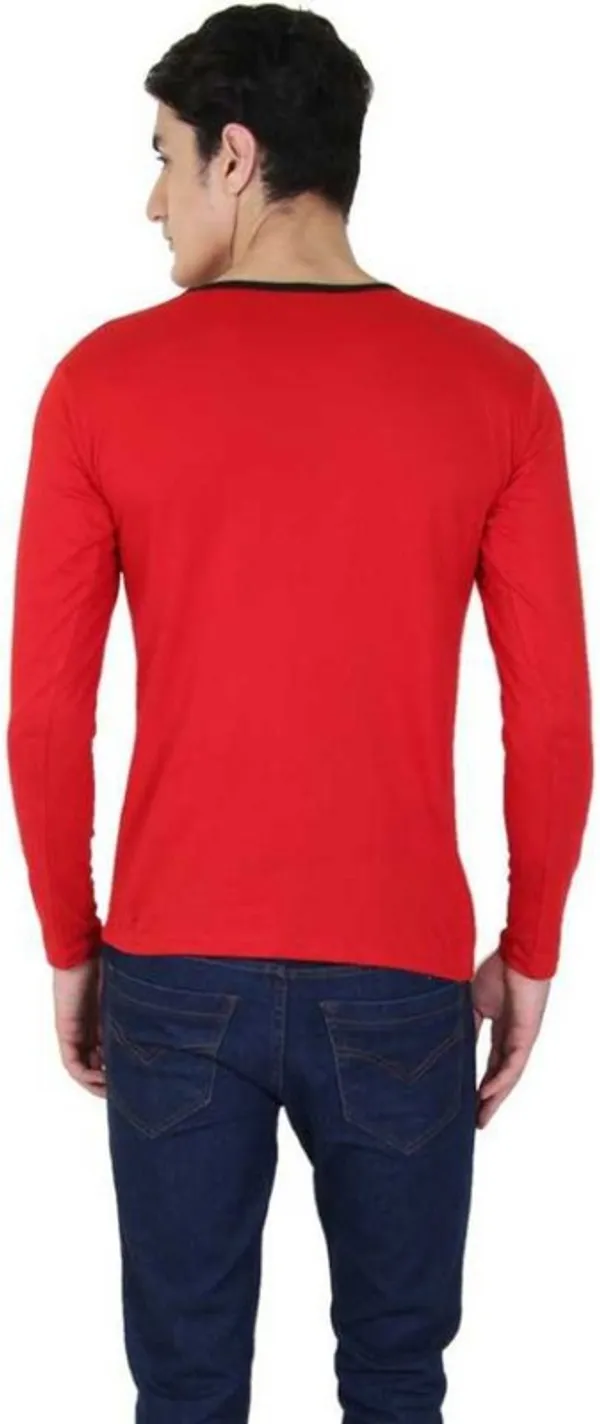 Red_Cotton_Blend_Full_Sleeve_Solid_Round_Neck_Regular_T-Shirt_For_Men