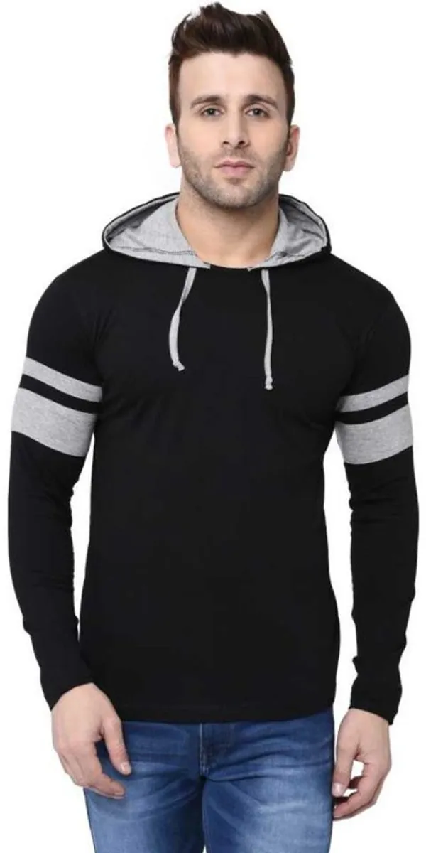 Black_Cotton_Blend_Full_Sleeve_Solid_Hooded_Neck_Regular_T-Shirt_For_Men