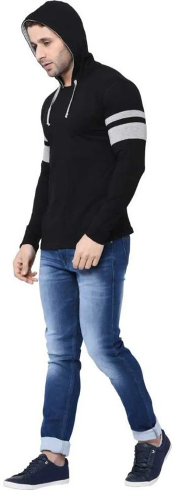 Black_Cotton_Blend_Full_Sleeve_Solid_Hooded_Neck_Regular_T-Shirt_For_Men